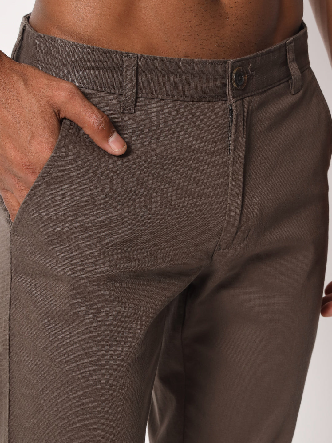 Slim Fit Gentle Men Cedar Cotton Lycra Casual Trousers