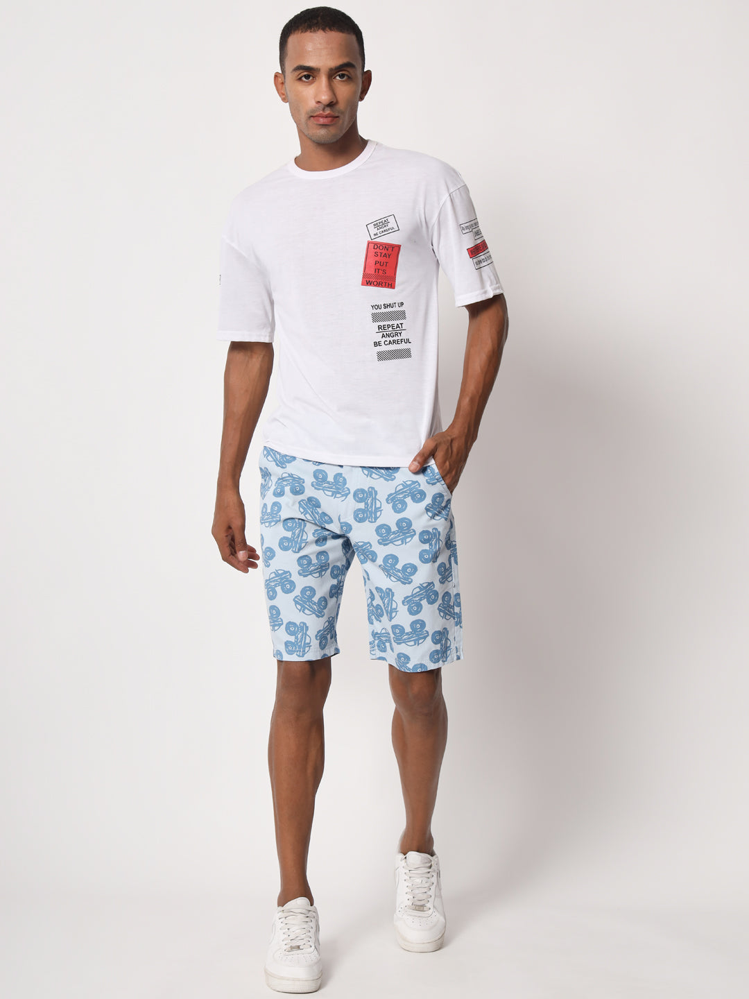 Printed Truck Blue Shorts for Men