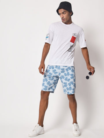 Printed Truck Blue Shorts for Men