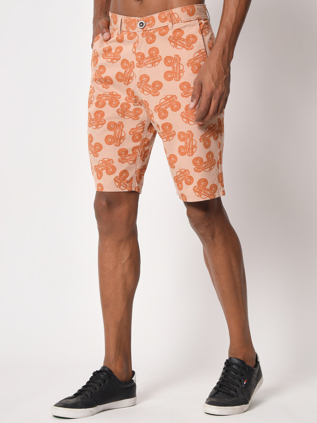 Printed Truck Peach Shorts for Men