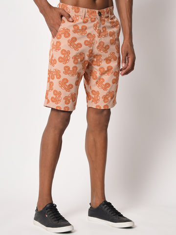 Printed Truck Peach Shorts for Men