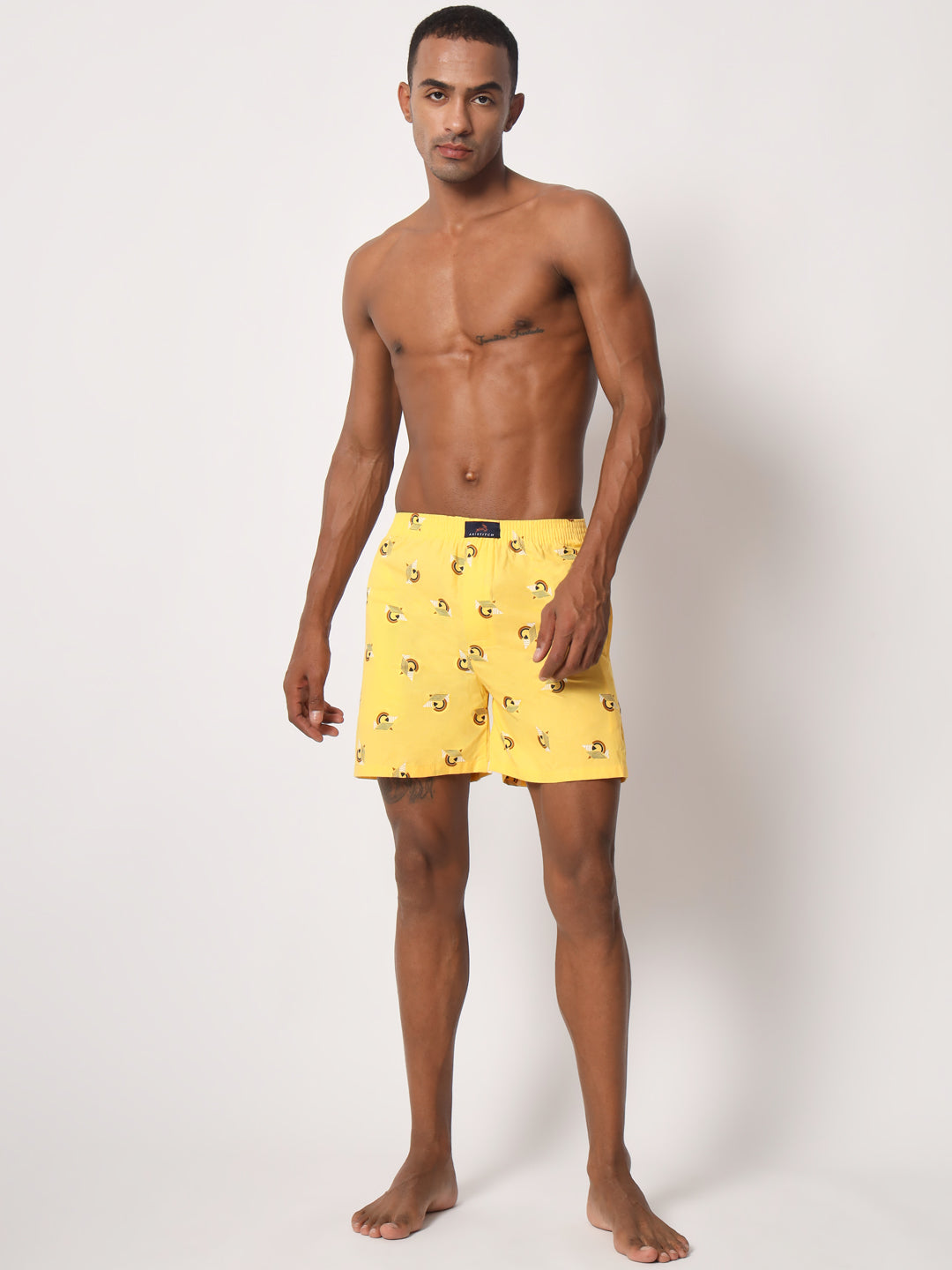 Lemon Yellow Printed Boxer for Men Soft feel