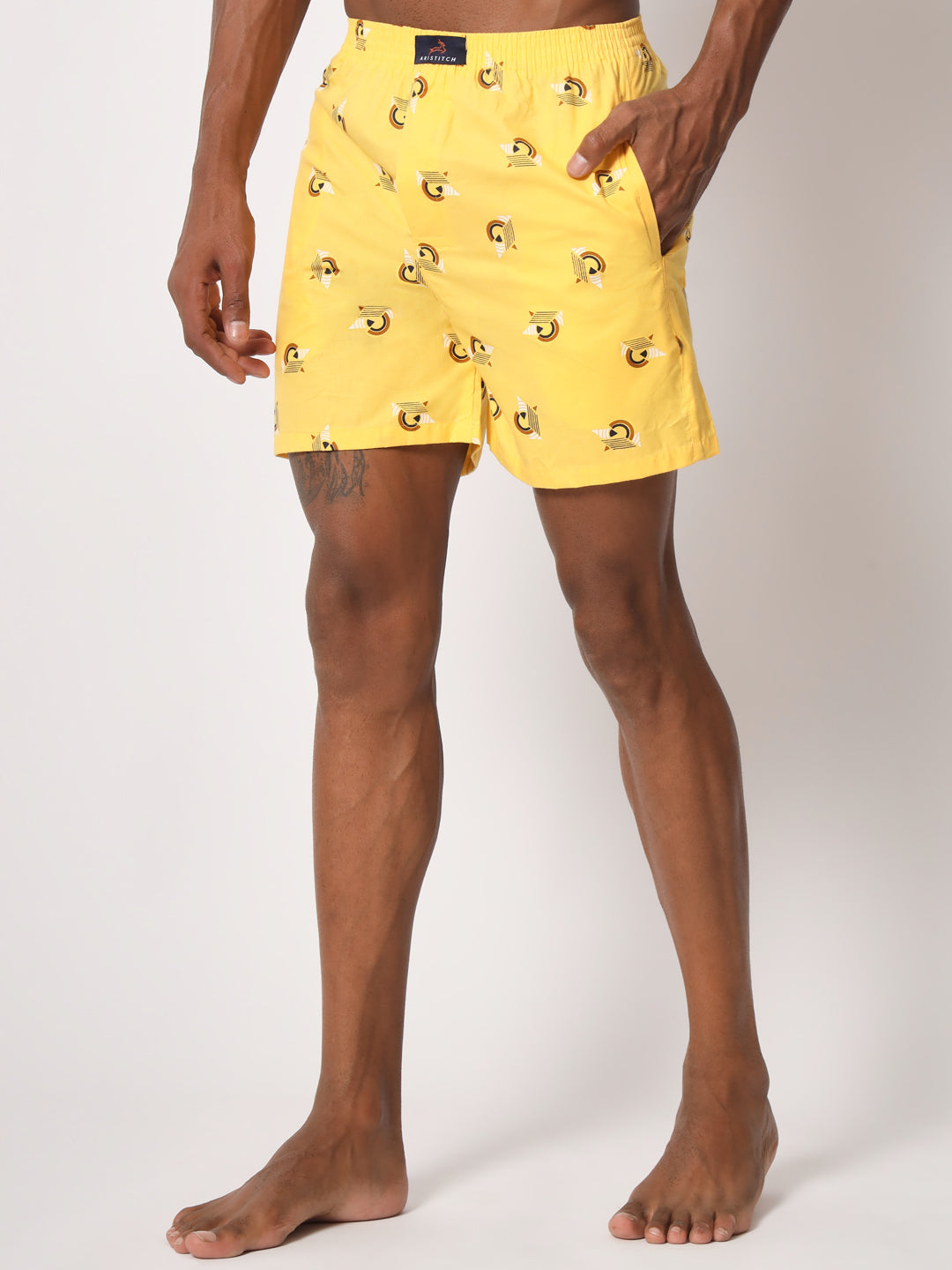 Lemon Yellow Printed Boxer for Men Soft feel