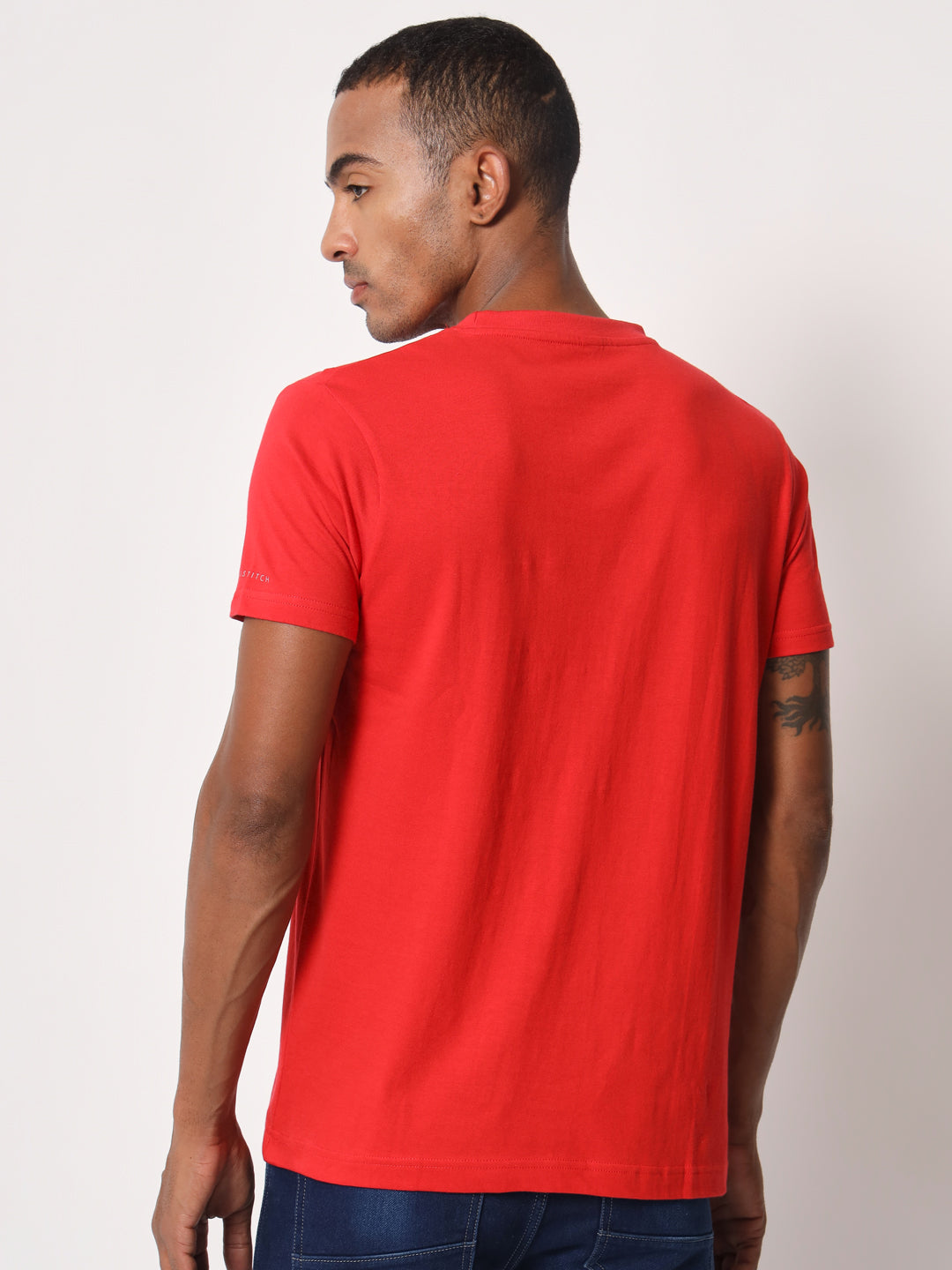 Solid Men Round Neck Half Sleeve Red Cotton T-shirt