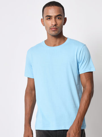 Ocean Blue Round Neck Half Sleeve Men's Cotton T-shirt