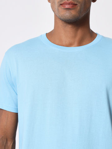Ocean Blue Round Neck Half Sleeve Men's Cotton T-shirt