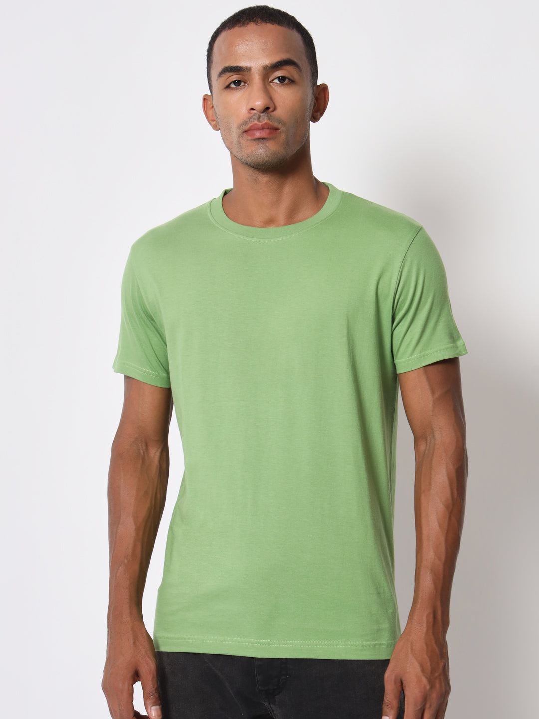 Kiwi Green Half Sleeve Men's Cotton T-shirt