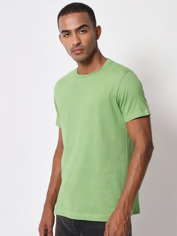 Kiwi Green Half Sleeve Men's Cotton T-shirt