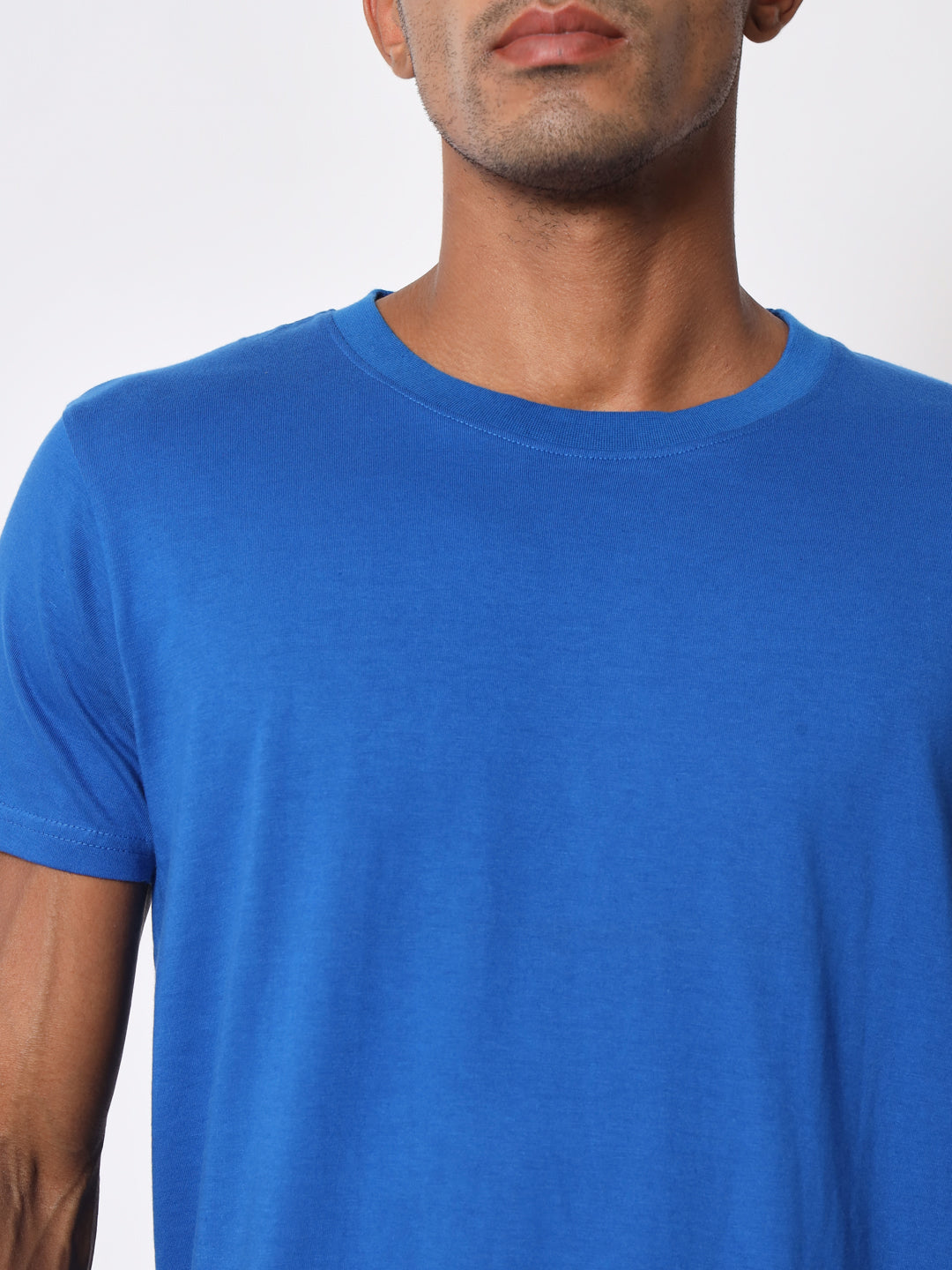 Royal Blue Solid Round Neck Half Sleeve Men's Cotton T-shirt