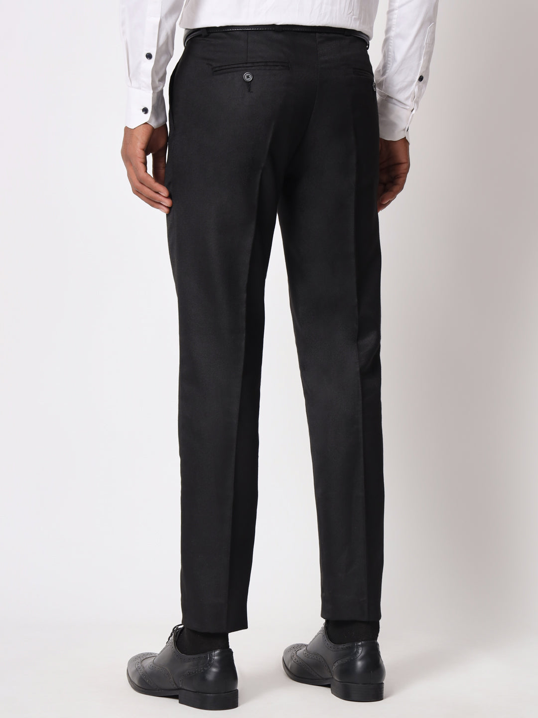 Black Regular Fit Formal Trousers for Men