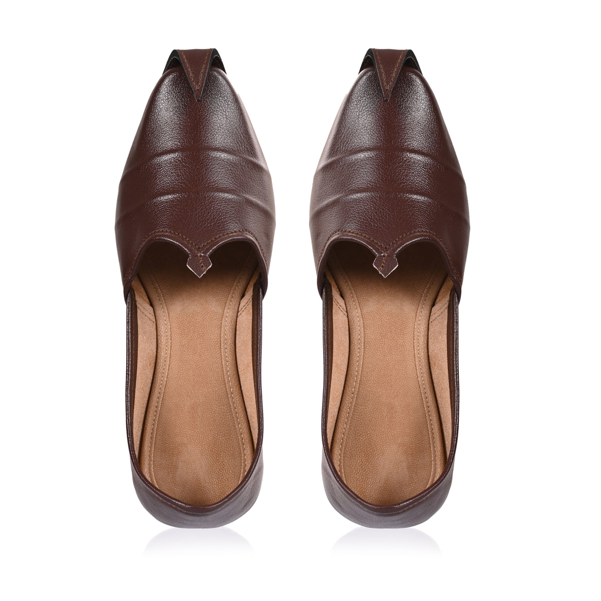 Brown Leather Mojari / Slip on with self Stripes for Men