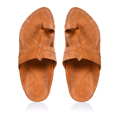 Light Brown Leather Chappal/Slippers for Men Kolhapuri