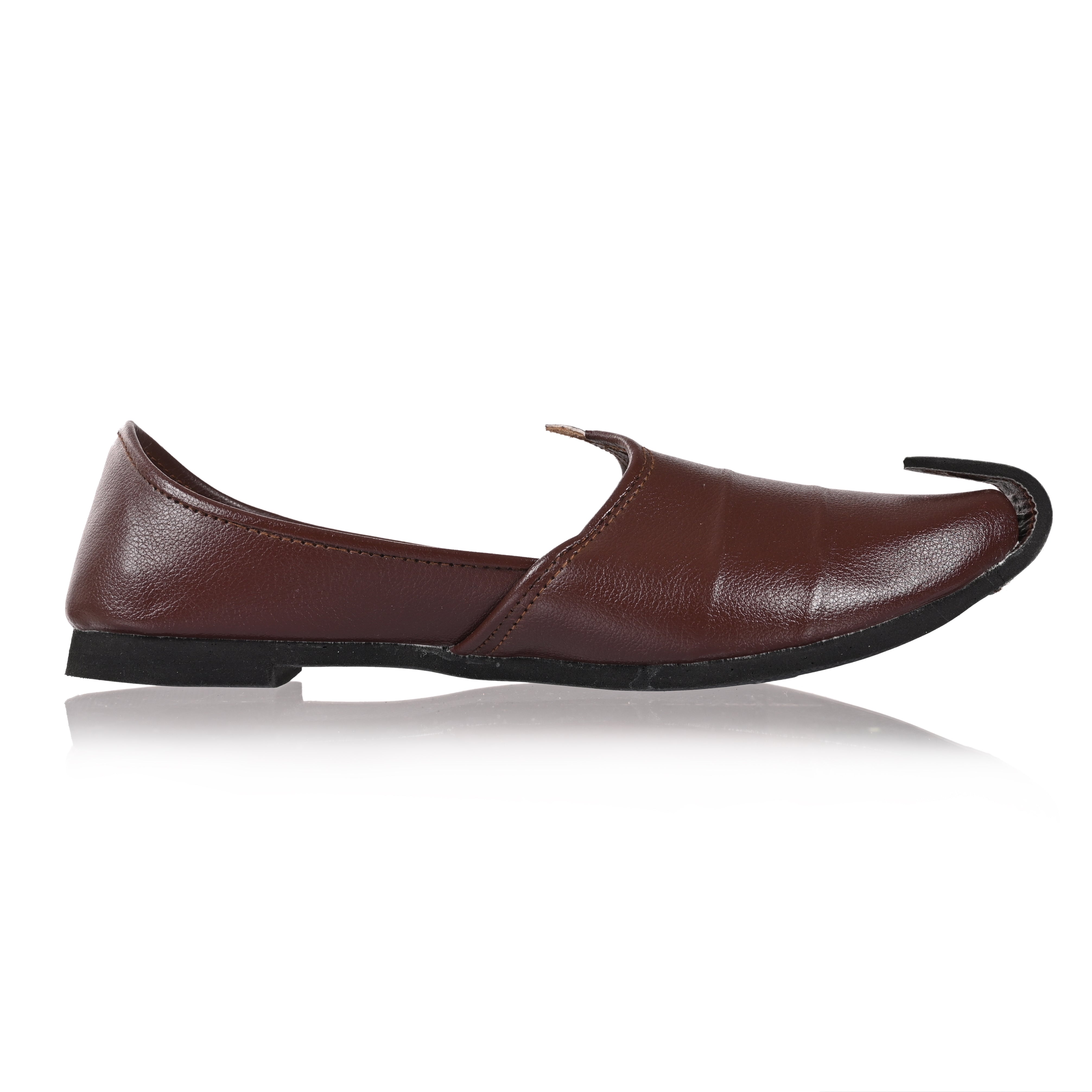 Brown Leather Mojari / Slip on with self Stripes for Men