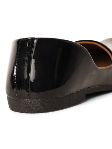 Black Gloss Slip On Shoes