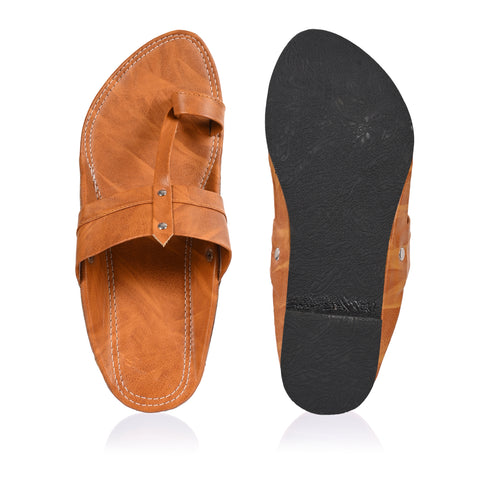 Light Brown Leather Chappal/Slippers for Men Kolhapuri