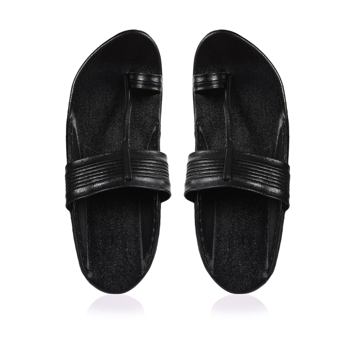 Black Leather Chappal/Slippers for Men