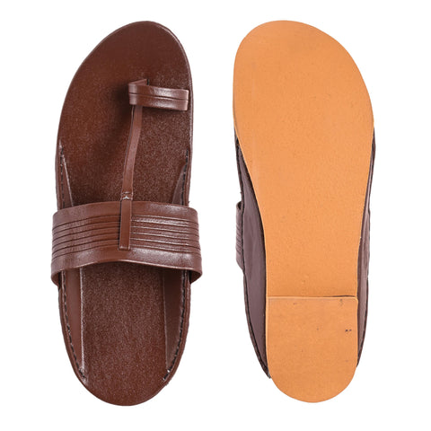 Men's Brown Flat Casual Leather Sandals