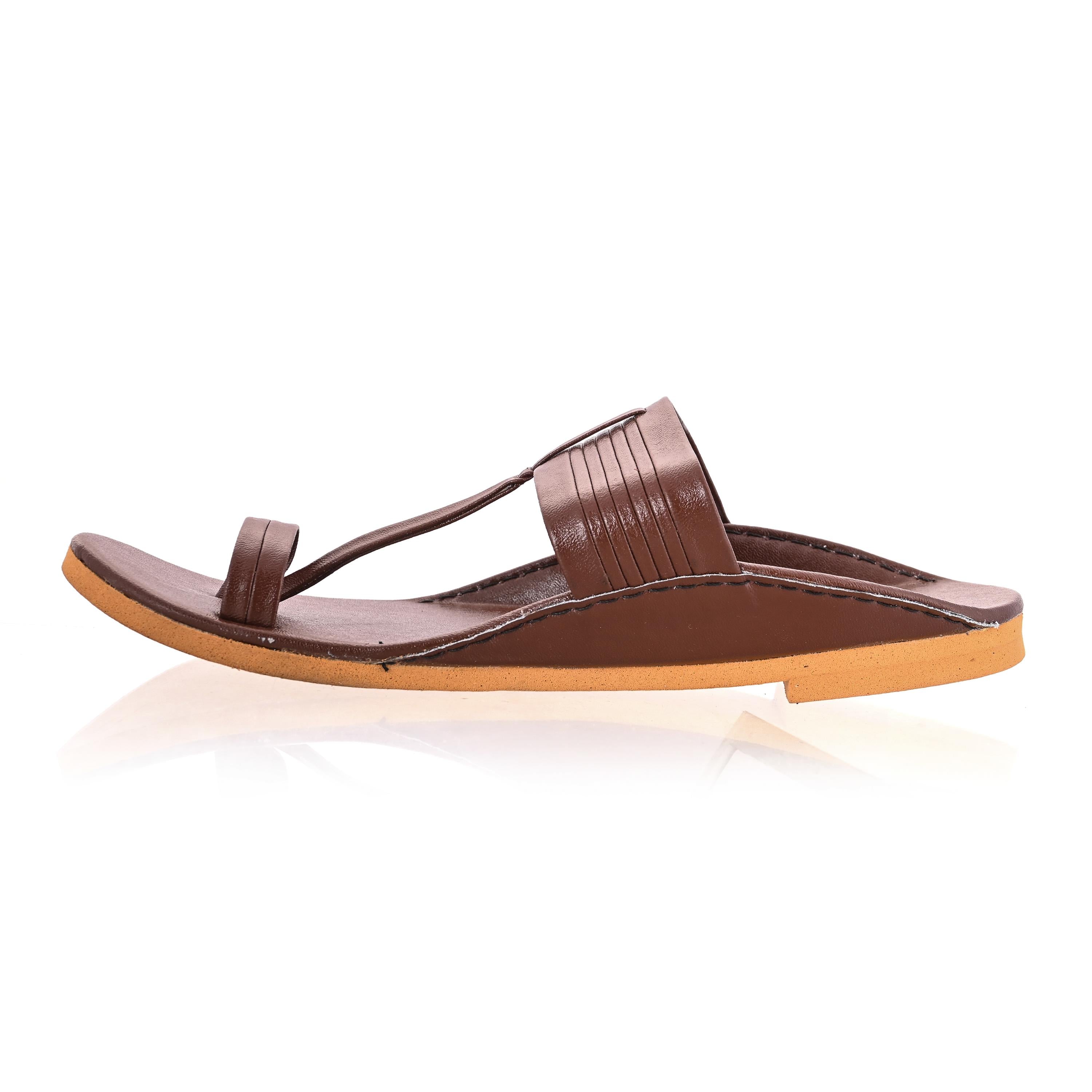 Men's Brown Flat Casual Leather Sandals