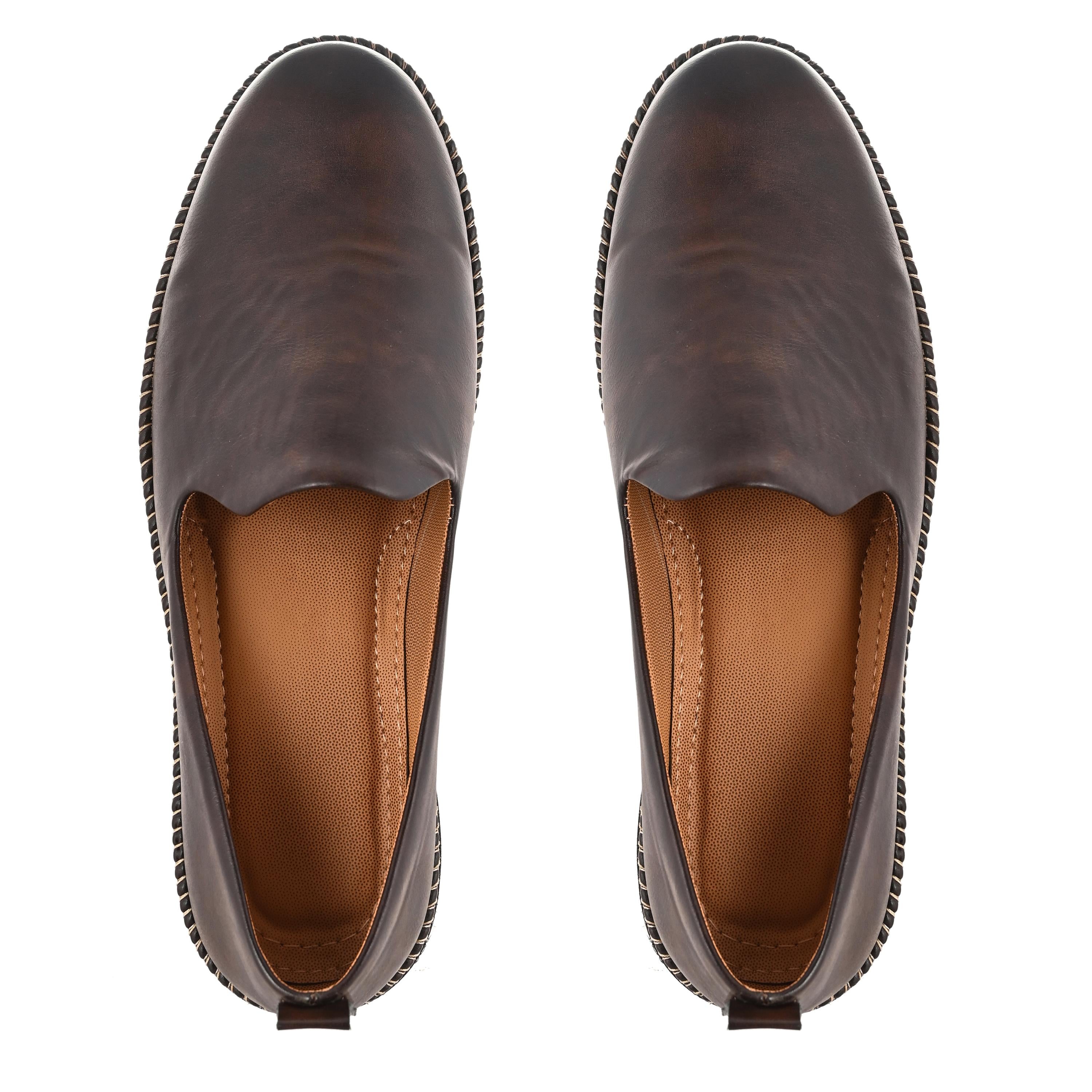 Men Brown Slip on Leather Shoes