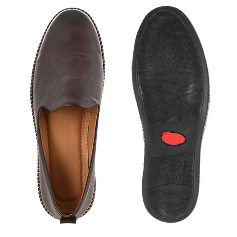 Men Brown Slip on Leather Shoes